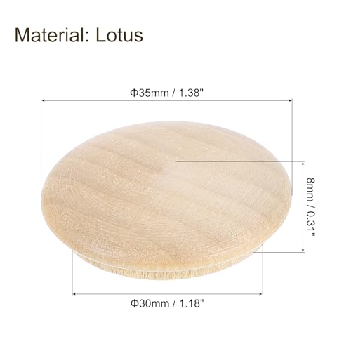 Image of uxcell 16Pcs Wood Button Plugs, 30mm /1.18 inch Hardwood Screw Hole Plug Mushroom Wooden Caps Buttons Wood Plug for Furniture Woodworking Craft Decor (35mm x 30mm)
