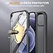 Miracase Glass Series for iPhone 12/12 Pro Case 6.1 inch, Upgraded Full-Body Rugged Phone Bumper Case Cover with Built-in 9H Tempered Glass Screen Protector and Camera Protector, Black
