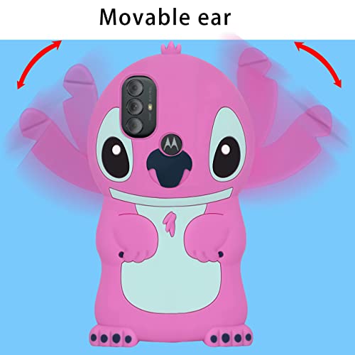 Lupct Pink Silicone Case For Motorola Moto G Pure/Power 2022 3D Cartoon Animal Cute Funny Soft Cases Kawaii Character Cover, Fun Cool Shell For Kids Teens Girls Boys For Moto G Pure/Power 2022 #TOP4