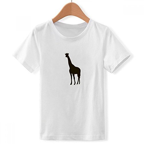 T-shirt noir girafe pour garçon en taille médium col rond blanc