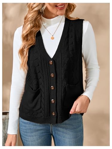 Image of Verdusa Women's Sweater Vest Tops For Women Trendy Sleeveless Button Down Cardigan Outwear