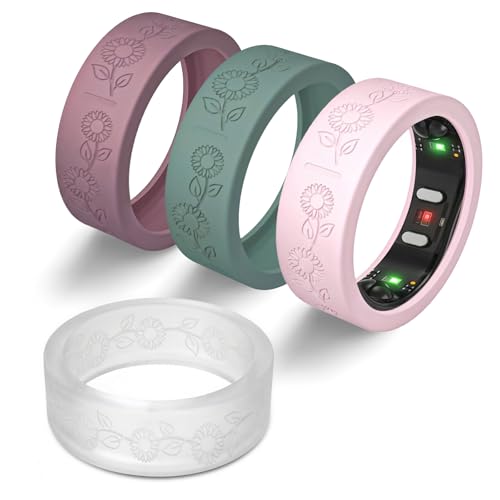 RingConn Gen 2�p�t�����[�����O�J�o�[ 4�p�b�N �t�@���V�[�t���[�������� ���h�~ �V���R�� �X�}�[�g�����O�v���e�N�^�[ �A�N�Z�T���[ RingConn Gen 2 Air ���f�B�[�X �K�[���Y (�T���t�����[ - �Z�b�g1�AS (7/8/9