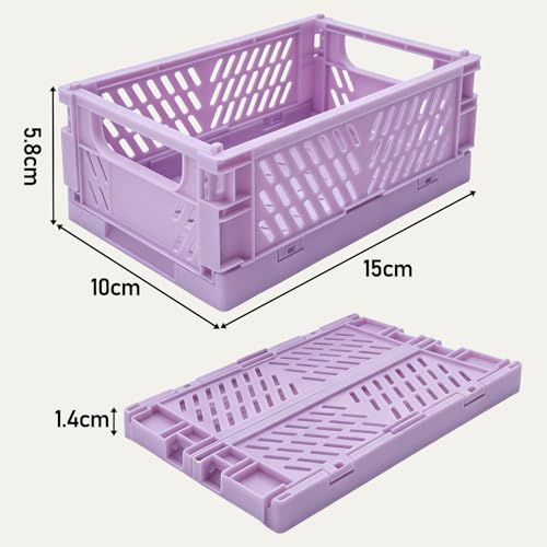 Faltbare Box 6er Pack Klappbarer Aufbewahrungskorb Kleiner Stapelbarer Aufbewahrungsbehälter Mehrfarbiger Kunststoffkorb für Zuhause Klassenzimmer und Büro