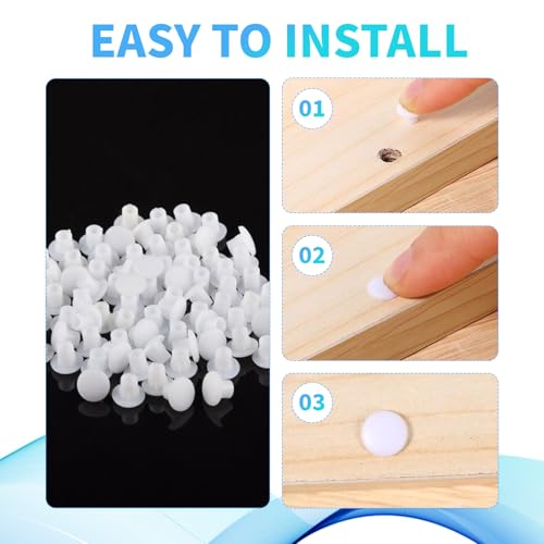 Image of 500 Pieces Plastic Hole Plugs Round Button - 3 /16 Inch Round Button Screw Caps for Nail, Screw & Partition Holes in Cabinets, Brackets & Shelves
