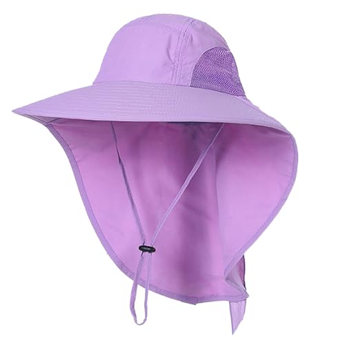 YEKEYI Sun Hats for Men Women Fishing Hat UPF 50+ Breathable Wide Brim Mesh Fishing Hat Summer UV Protection Hat Purple