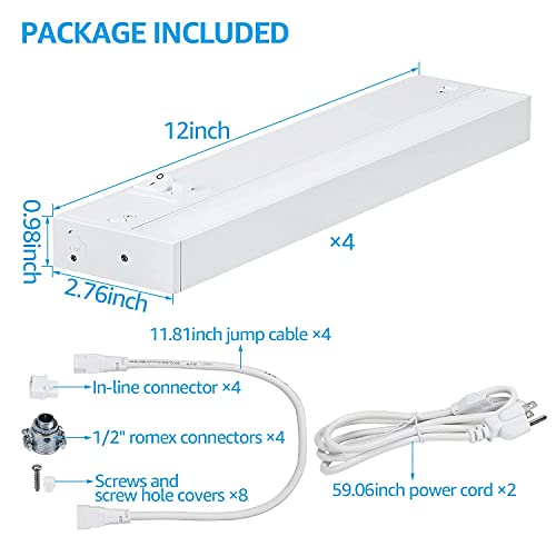 Torchstar 6-Pack 3Cct Led Under Cabinet Task Lighting, Hardwired Or Plug-In, Dimmable & Linkable, 3 Color Selectable - 3000K/4000K/5000K, 8W 480Lm, Etl & Energy Star, 12 Inch, 120V, Aluminum #TOP3