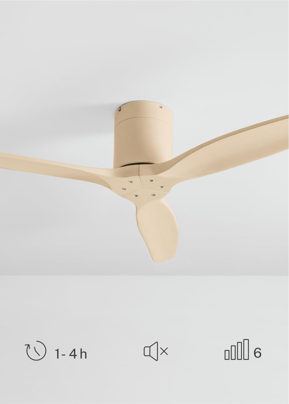 CREATE / WINDCALM M/Ventilateur de plafond ABS couleur sable avec télécommande / 40W, Silencieux, Ø132 cm, 6 vitesses, minuterie, fonction été-hiver