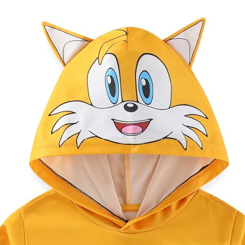 SEGA Sonic The Hedgehog Tails Boys Long Sleeve Hooded Shirt for Big Kids4