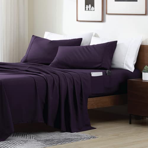 Swift Home Full Bed Sheet Set with Double Side Pockets, Eggplant by Swift Home - Used condition - US$18.74