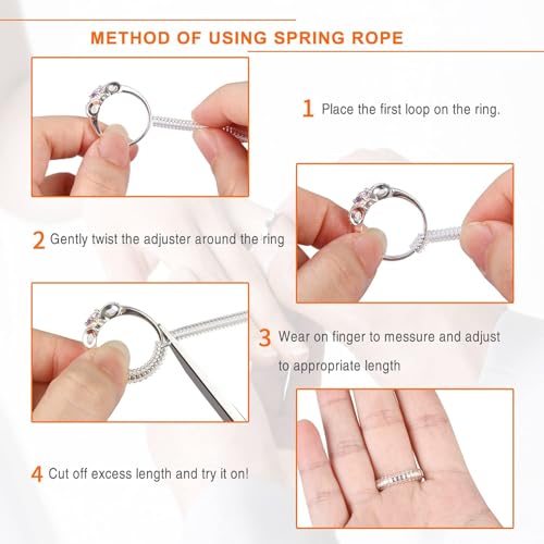 Image of Anzailala Ring Size Adjusters for Loose Rings,4 Sizes Ring Tightener Resizer(8 Pcs 2 Colour) | Features 4 gold and 4 clear ring tighteners in various sizes, fits loose ring bands securely and comfortably.