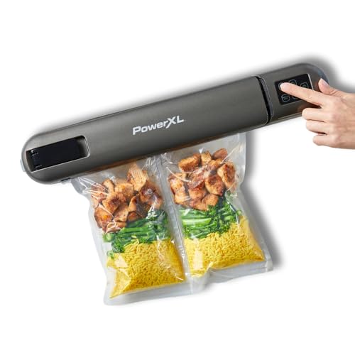 PowerXL Cordless DuoSealer, Food Vacuum Sealer Machine, Automatic Bag Cutter, Fast Compact Design, Includes 2 x Compostable Vacuum Seal Bags Rolls Included