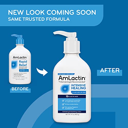 Amlactin Rapid Relief Restoring Body Lotion For Dry Skin – 14.1 Oz Pump Bottle – 2-In-1 Exfoliator And Moisturizer With Ceramides And 15% Lactic Acid For 24-Hour Relief From Dry Skin #TOP1