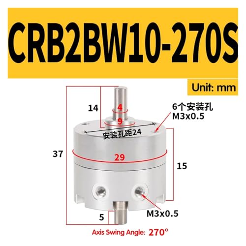 Vérin pivotant rotatif CRB2BW40-180S à double arbre pour couple élevé