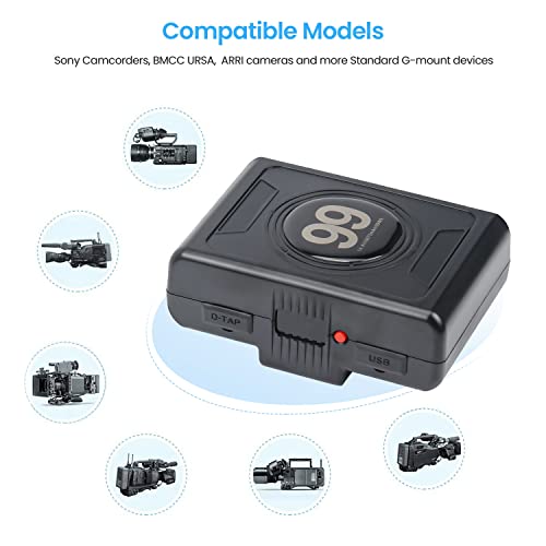 Reytric 99Wh(6875Mah) Gold Mount Battery With D-Tap Charger And D-Tap Output Cable For Dslr Camera Camcorder Broadcast Led Light Replacement Brick #TOP5