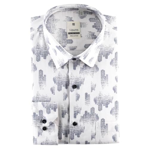 Image of 7-DAYS Men's Premium Printed Shirt - 100% Cotton, Regular Fit, Full Sleeve, with Pocket - Versatile for Formal Occasions and Casual Wear
