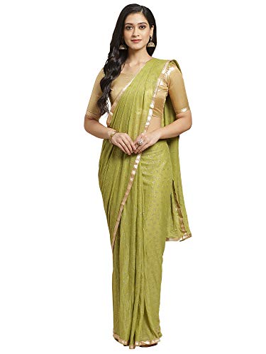 Image of AKHILAM Women's Pure Chiffon Saree with Blouse Piece