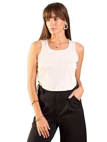 Image of RARE Women Scoop Neck Solid Slim Fit Tank Top