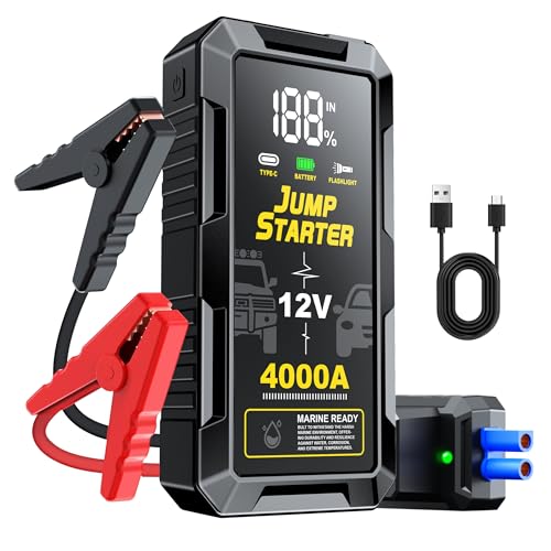 Car Jump Starter 4000A, 12V Jump Starter Battery Pack (All Gas,up to 10.0L Diesel Engine) Jumper...