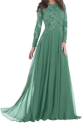 Lace Appliques Mother of The Bride Dresses Long Sleeves Formal Evening Gowns Elegant Chiffon Wedding Guest Dresses4