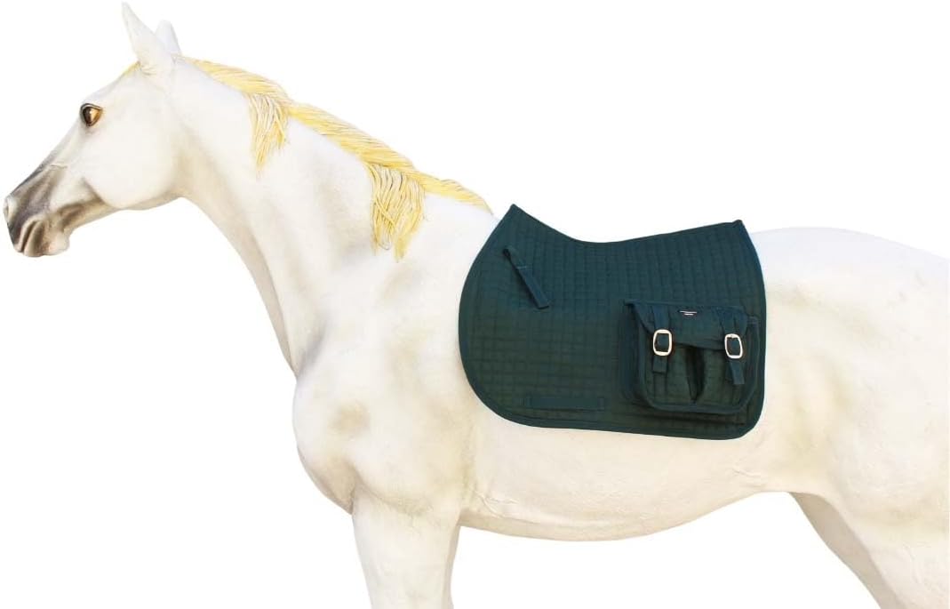 CHALLENGER Horse Quilted English All-Purpose Trail Saddle Pad Hunter Green w/Pockets 7286
