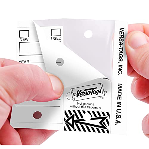 Image of Versa-Tags 500 Key Tags, Self Protecting Poly, 1.25''x3'', Highly Resistant to Abrasion, 500 Key Tag Pack, 500 Chrome Plated Key Tag Rings Included Color White