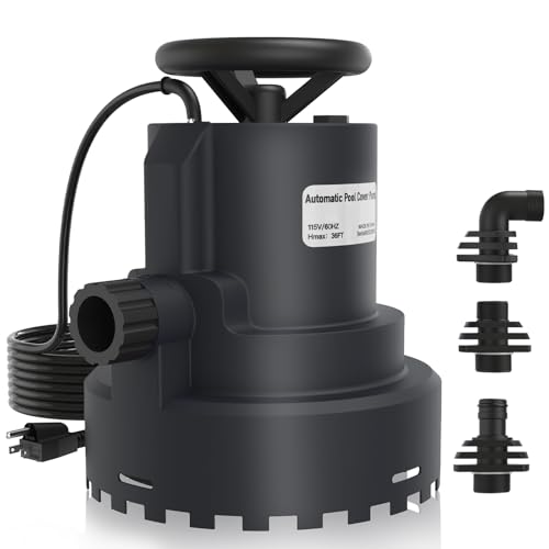 AgiiMan 1HP Automatic Submersible Water Pump, 5000GPH Sump Pump Utility Pump for Pool Draining, Water Removal Pump with 33' Power Cord for Flooded Areas, Swimming Pool, Flooded House Basement,Black