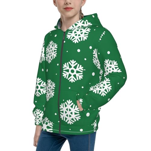 Snowflake Kids Pullover Hoodies Boys Zip Up Sweatshirts Girls Athletic Clothes with Pocket