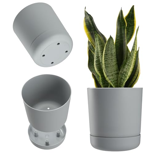 Kadax Maceta Con Plato, Maceta De Plástico, Maceta Minimalista, Maceta Decorativa Para Flores, Cactus Y Hierbas 20 Cm, Gris Kadax Maceta Con Plato, Maceta De Plástico, Maceta Minimalista, Maceta Decorativa Para Flores, Cactus Y Hierbas 20 Cm, Gris