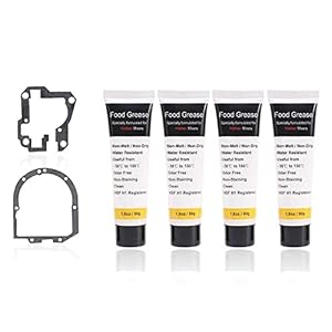 4 x 1.8 Oz Food Grade Grease with 9709511, 4162324 Gasket, Universally Compatible with Kitchen Stand Mixer – for Food Processing Equipment, Frozen Dessert Equipment, NSF-H1 accredited.