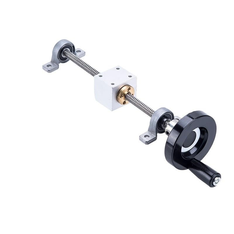 Metal Ball Screw nut Handwheel Lead Guide Rail Screw T12 Lead Screw 12mm 100mm-600mm + Vertical Bracket Simple Slide(350mm)