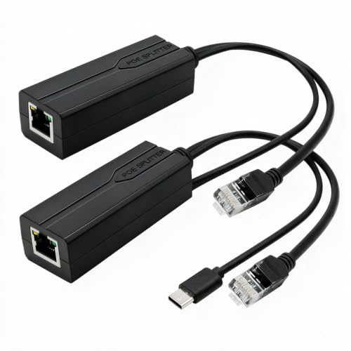 2-Pack Gigabit USB C PoE Splitter 5V 2.4A Active PoE to USB C 5V Adapter 1000Mbps High Speed IEEE 802.3af/at Compliant USB Type C Power Over Ethernet for Raspberry Pi 4 Security Camera HomeLab