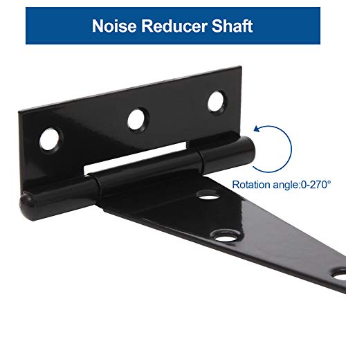 FengWu 10 Pack T-Strap 4 Inch Heavy Duty Tee Hinge Black Barn Door Gate Hinges for Wooden Fences Strap Garden Door Wrought Iron Hardware - Image 3