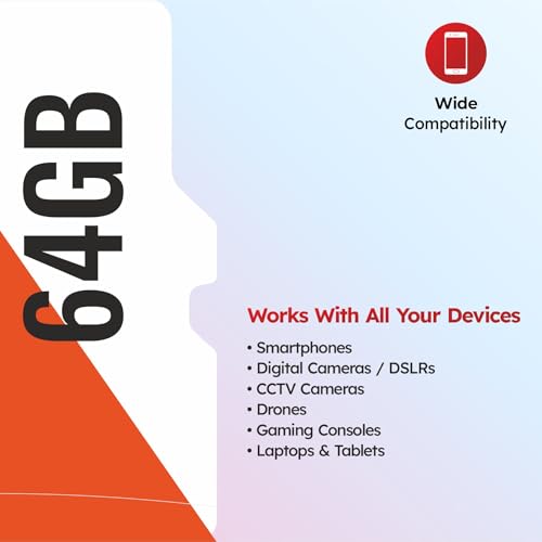 Image of Manomay 64GB Micro Memory Card, High Speed Storage Card for Smartphones, Tablets, Cameras (64 GB)
