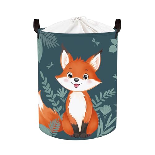 Clastyle Panier Rangement Animal Paniers à Linge Sale pour Garçon Fille Boite de Rangement Parent pour Organiser Jouet Vêtements, Renard Mignon, 36x45 cm