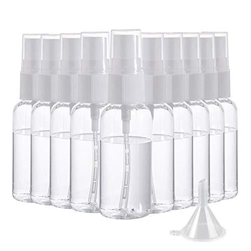 Preisvergleich Produktbild Panegy 10×30ml Sprühflasche mit 1×Trichter Transparente Leer Feinen Nebel Sprühflasche Reise - Plastik Parfümzerstäuber Leer Sprühflasche-Zerstäuber Flaschen