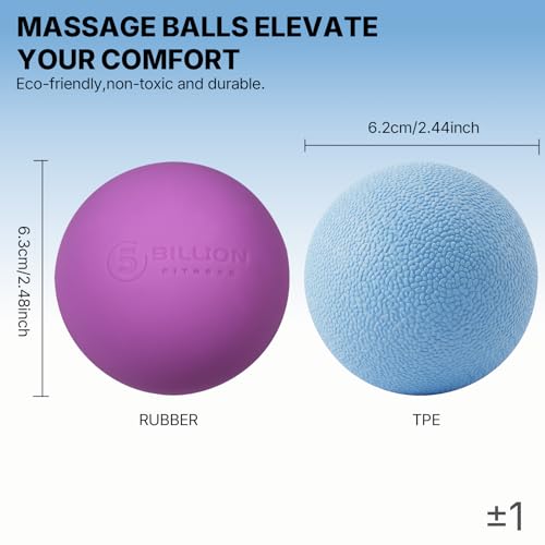 Image of 2 Pack Massage Lacrosse Ball Set Deep Tissue Massage Balls for Myofascial Release, Muscle Knot & Trigger Point Therapy - High Density TPE & Natural Rubber for Foot, Back & Shoulder Pain Relief