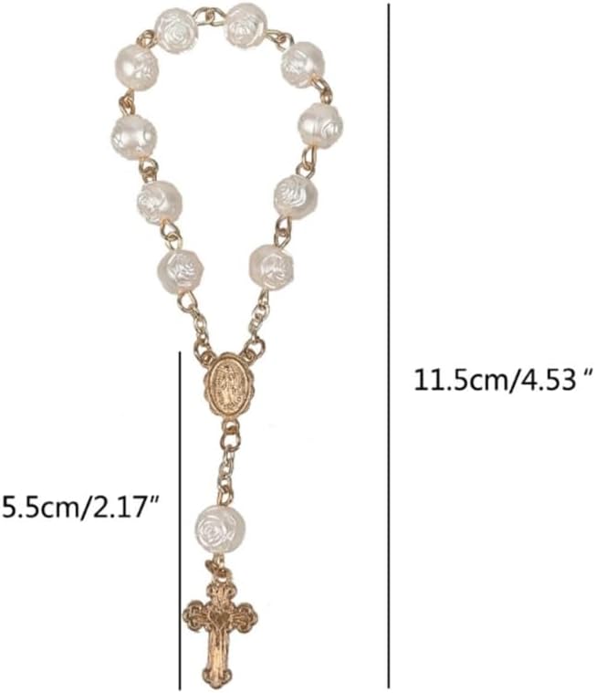 Rose Baby Baptism Bracelet Religious Rosary Bracelet Unique Prayer Bracelet Prayer Beads Bracelet Baby Shower Supplies
