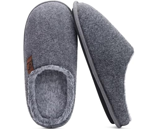 Image of COFACE Mens Cozy Memory Foam Scuff Slippers Casual Slip On Warm House Shoes Indoor /Outdoor Sandal Slippers With Arch Support Rubber Sole Size 7-15