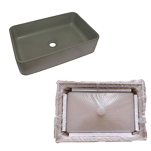 CLIMBBIRD Rectangle Sink Mold Bathroom Pot molds Concrete Sink Craft Moulds Wash Basin Silicone Mould with Wooden Frame