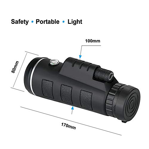Yorten 40X60 Zoom Lens Optical Monocular Telescope Compass + Tripé + Clip Universal para telefone