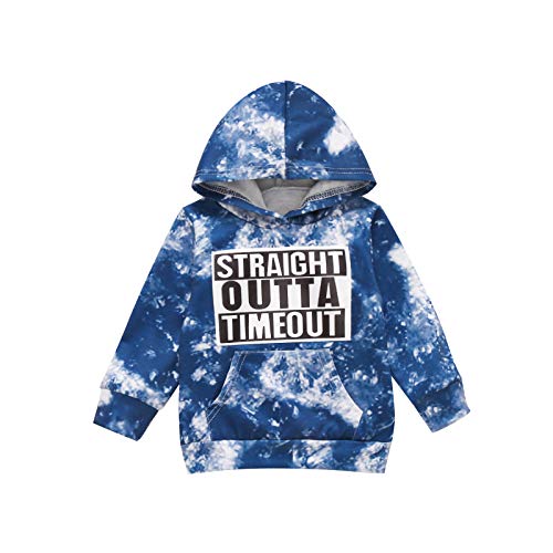 Toddler Baby Boy Girls Hoodie Outfits Little Casual Tie Dye Sweatshirt Camouflage Pullover Tops Pocket Fall Winter Clothes (Straight Outta Timeout(Black Colorful),5-6X)
