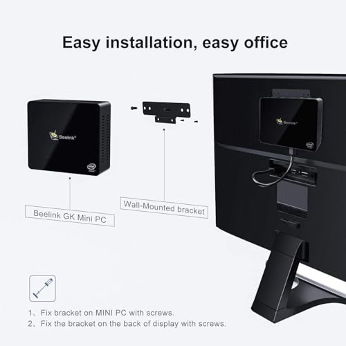 Beelink Mini PC, GK Mini, Intel Celeron J4125 Professor, 8GB DDR4/ 256GB SSD, Gigabit Ethernet, 4K HD, Dual HDMI, Dual WiFi, Bluetooth 4.0, Fan, Support Auto Power On