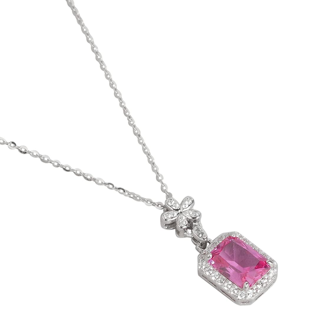 ZAVYA 925 Sterling Silver Rhodium Plated Necklace with Dark Pink Cubic Zirconia CZ Solitaire Pendant | Gift for Women and Girls | With Certificate of Authenticity and 925 Hallmark (B0BJ6LF6K9) Amazon Price History, Amazon Price Tracker