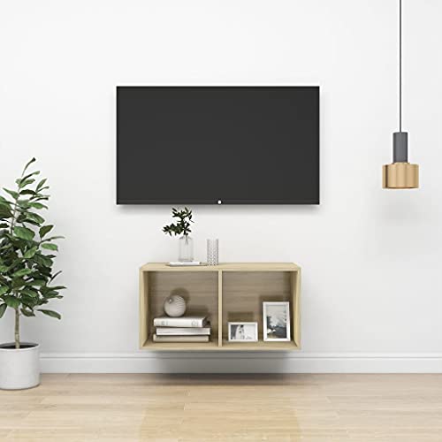 HEFZGDB Mueble de Pared para TV Madera contrachapada Roble 37x37x72 cm Mueble Salon Mesa TV Muebles TV Adecuado para Dormitorio, salón, Patio.