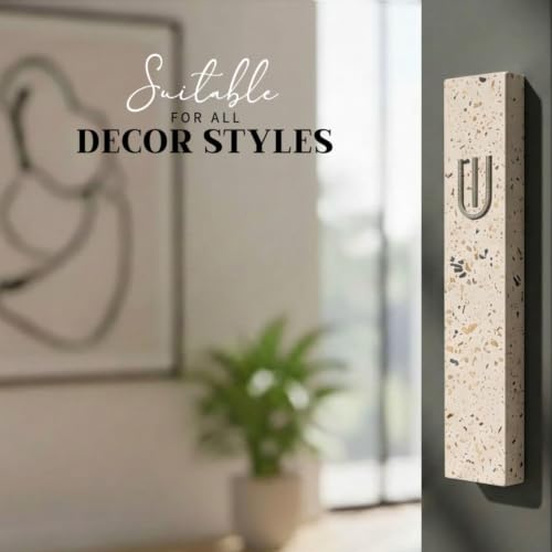 Image of SURI Mezuzah for Door with Scroll - 6 Inch Modern Mezuzah Case with Non Kosher Scroll Included, Fits up to 5 inch Scroll, Easy Adhesive Installation, Gift Box Included