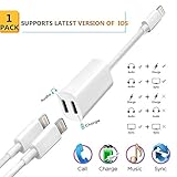 POP VIEW 2 in 1 Dual Lightning Splitter Compatible iPhone Lingtning Headphone Audio Adapter Splitter Compatible iPhone 7/7 Plus/8/8 Plus/Compatible iPhone X