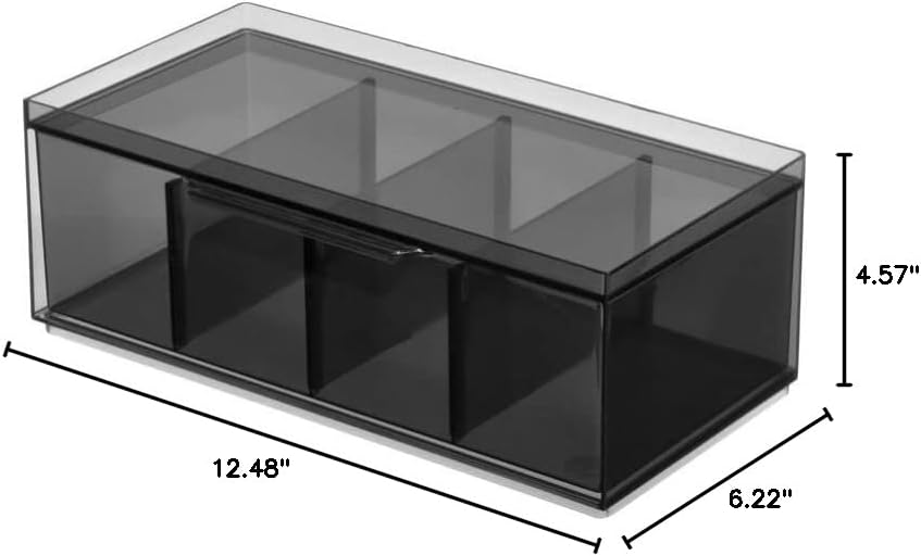 iDesign The Sarah TannoCollection Cosmetic Drawer Organizer,Made of Recycled Plastic,Smoke/Black Large