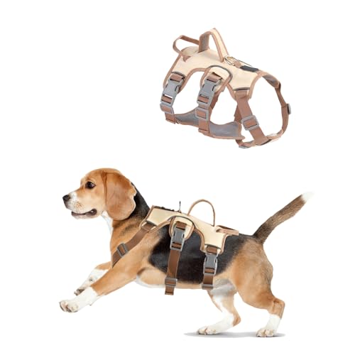Wisebom Mehrzweck-hundegeschirr, Ausbruchsicheres Anti Zug Hundegeschirr, Anti Zug Geschirr Hund Sicherheitsgeschirr, Hundegeschirr Kleine Hunde für Kleine Mittelgroße Hunde (Beige, S)