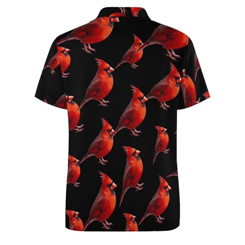 Cardinal Bird Men's Polo Shirt Short Sleeve Button Down Casual Golf T-Shirt Regular-Fit3