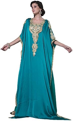 Kolkozy Fashion Women's Arabic Style Kaftan Sea Green Size M